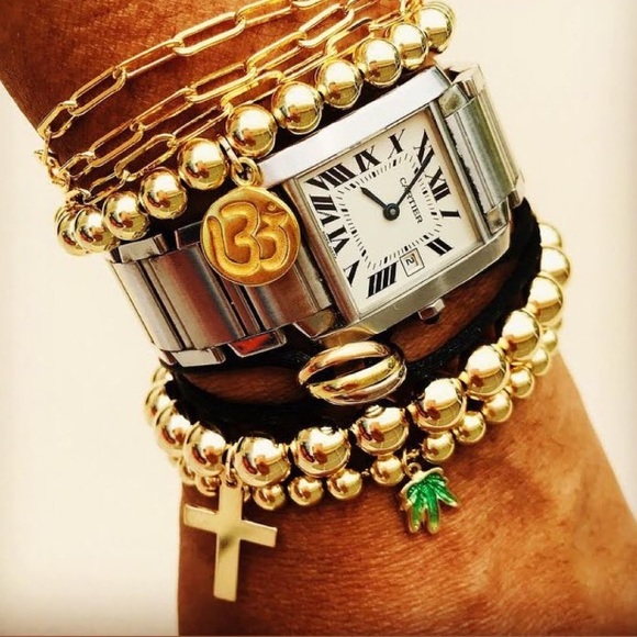 14K Stackable Cannabis Charm Bracelet - Picture 2 of 2